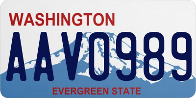 WA license plate AAV0989