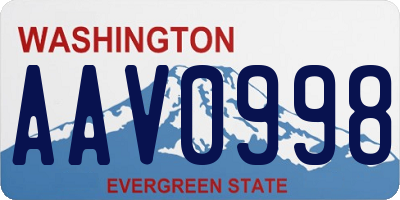WA license plate AAV0998