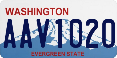 WA license plate AAV1020