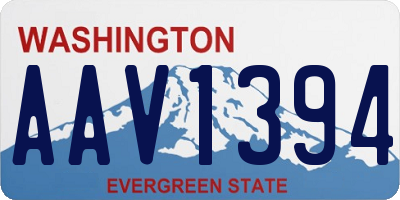 WA license plate AAV1394