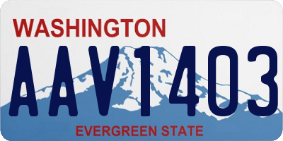 WA license plate AAV1403
