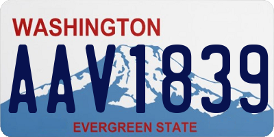 WA license plate AAV1839
