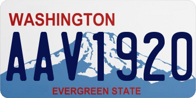 WA license plate AAV1920