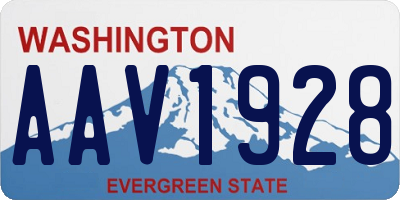 WA license plate AAV1928