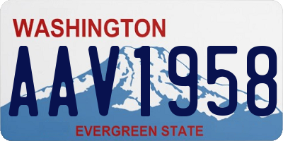WA license plate AAV1958