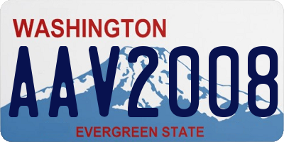 WA license plate AAV2008