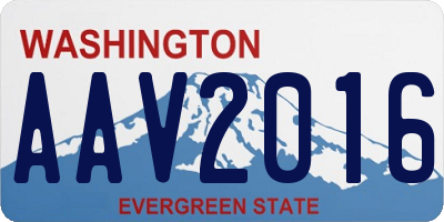 WA license plate AAV2016