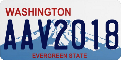 WA license plate AAV2018