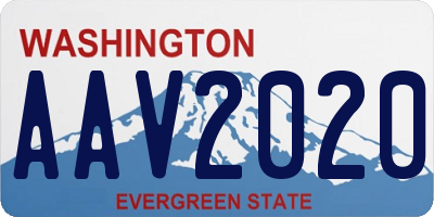 WA license plate AAV2020
