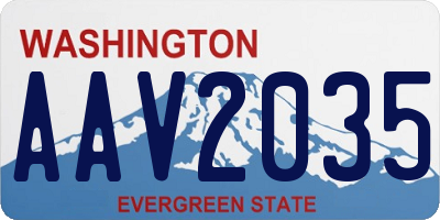 WA license plate AAV2035