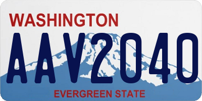 WA license plate AAV2040