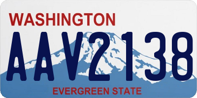 WA license plate AAV2138