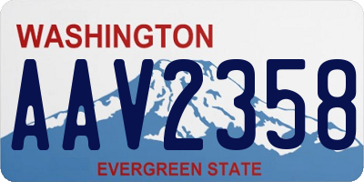 WA license plate AAV2358