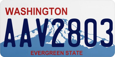 WA license plate AAV2803