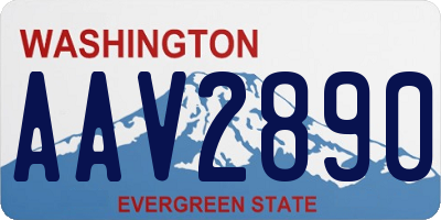 WA license plate AAV2890