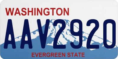 WA license plate AAV2920