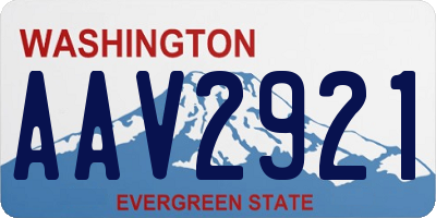 WA license plate AAV2921