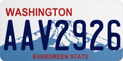 WA license plate AAV2926