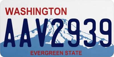 WA license plate AAV2939