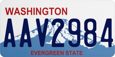 WA license plate AAV2984