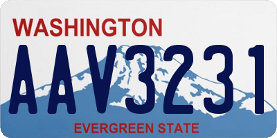 WA license plate AAV3231