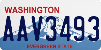 WA license plate AAV3493