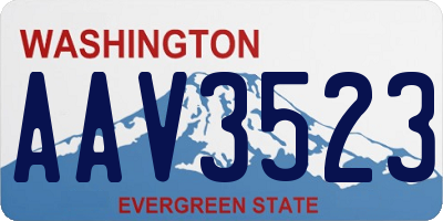 WA license plate AAV3523