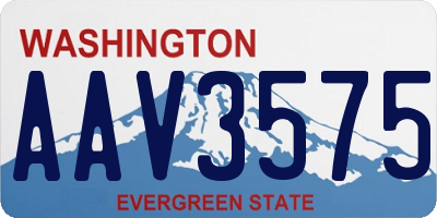 WA license plate AAV3575