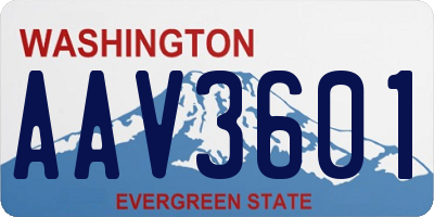 WA license plate AAV3601