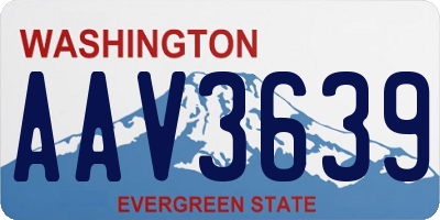 WA license plate AAV3639