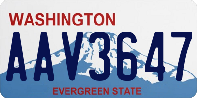 WA license plate AAV3647