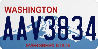 WA license plate AAV3834