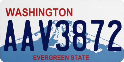 WA license plate AAV3872