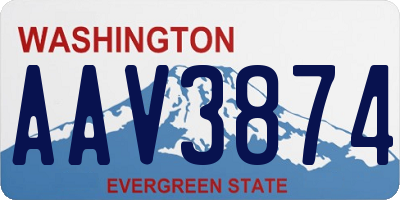 WA license plate AAV3874