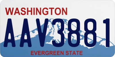 WA license plate AAV3881