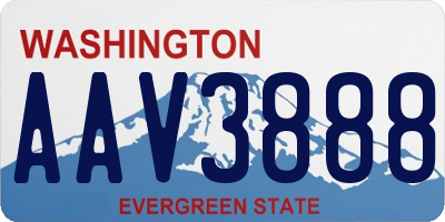 WA license plate AAV3888