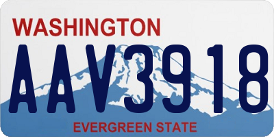 WA license plate AAV3918