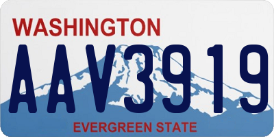WA license plate AAV3919