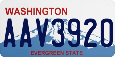 WA license plate AAV3920