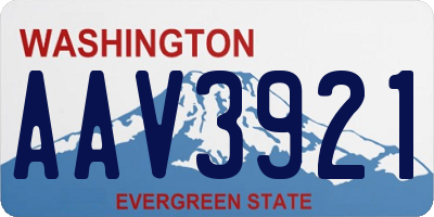 WA license plate AAV3921