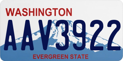 WA license plate AAV3922