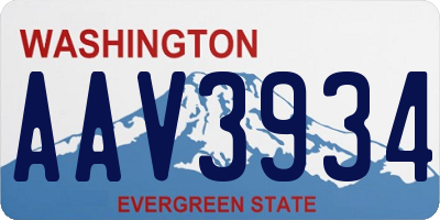 WA license plate AAV3934