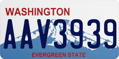 WA license plate AAV3939