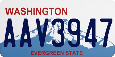 WA license plate AAV3947