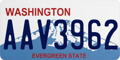 WA license plate AAV3962