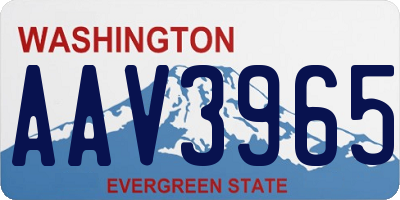 WA license plate AAV3965
