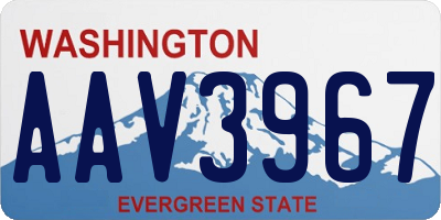 WA license plate AAV3967