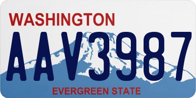WA license plate AAV3987