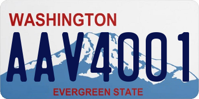 WA license plate AAV4001