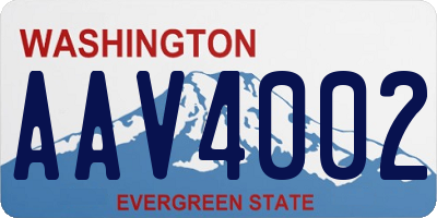 WA license plate AAV4002